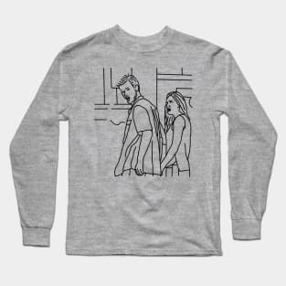 Distracted Boyfriend Meme and his Girlfriend Outline Long Sleeve T-Shirt